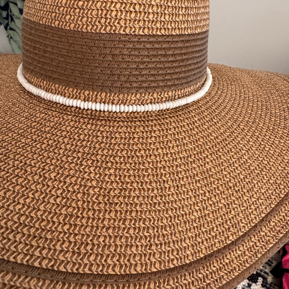Straw Brown Wide-Brimmed Hat - Picture 7 of 13